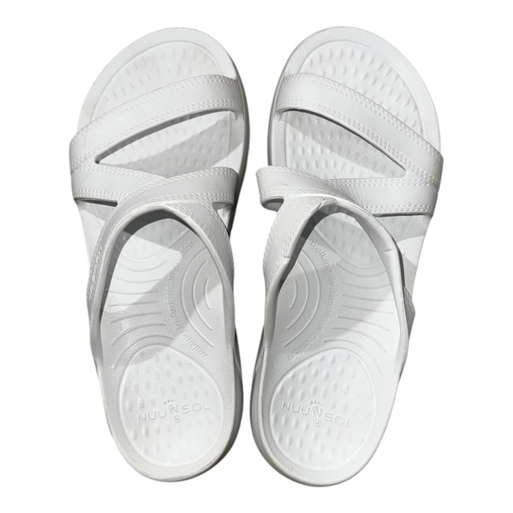 NUUSOL White Comfort Strappy Sandals Size 8 Foam Comfy Footbed